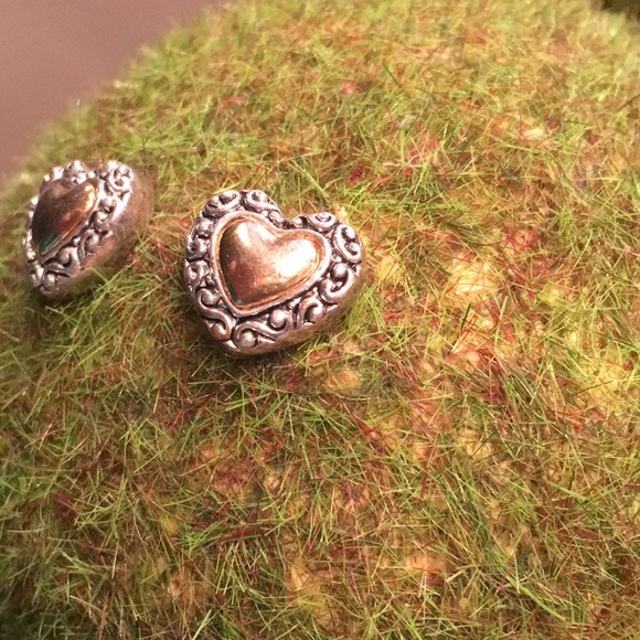 Retired Brighton 2 Tone Heart ❤️Earrings - Picture 2 of 4